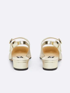 Laminated Platinium Leather Slingback Mary Janes-Carel Hot