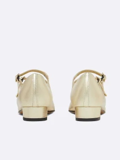 Laminated Platinium Leather Mary Janes Ballet Flats-Carel Store