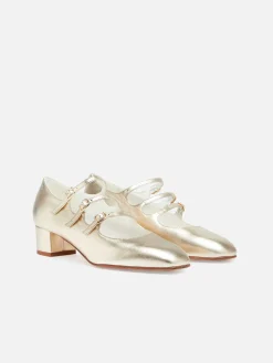 Laminated Platinum Leather Mary Janes Pumps-Carel Online