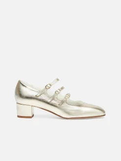 Laminated Platinum Leather Mary Janes Pumps-Carel Online