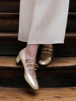 Laminated Platinum Leather Mary Janes Pumps-Carel Online