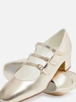 Laminated Platinum Leather Mary Janes Pumps-Carel Online