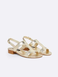 Laminated Platinum Leather Sandals-Carel New