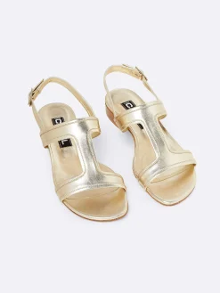 Laminated Platinum Leather Sandals-Carel New