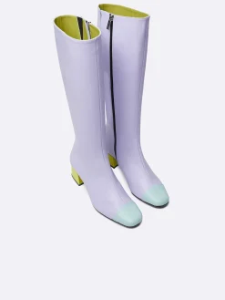 Lilac, Mint And Lime Green Leather Boots-Carel Cheap