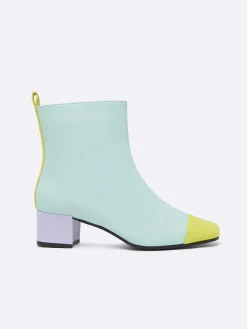 Mint, Lilac And Lime Green Leather Ankle Boots-Carel Outlet