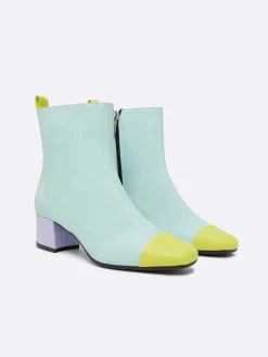 Mint, Lilac And Lime Green Leather Ankle Boots-Carel Outlet