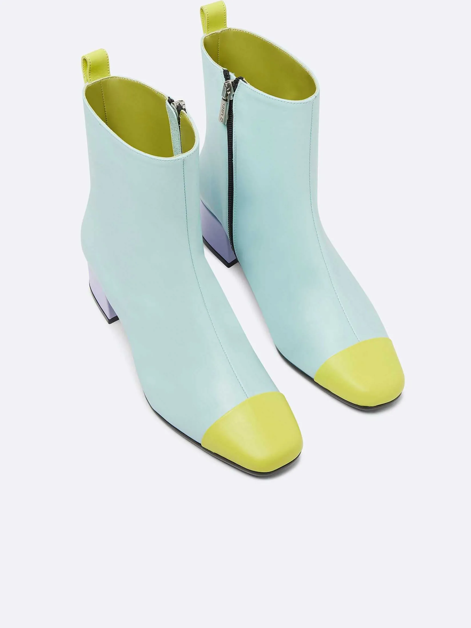 Mint, Lilac And Lime Green Leather Ankle Boots-Carel Outlet