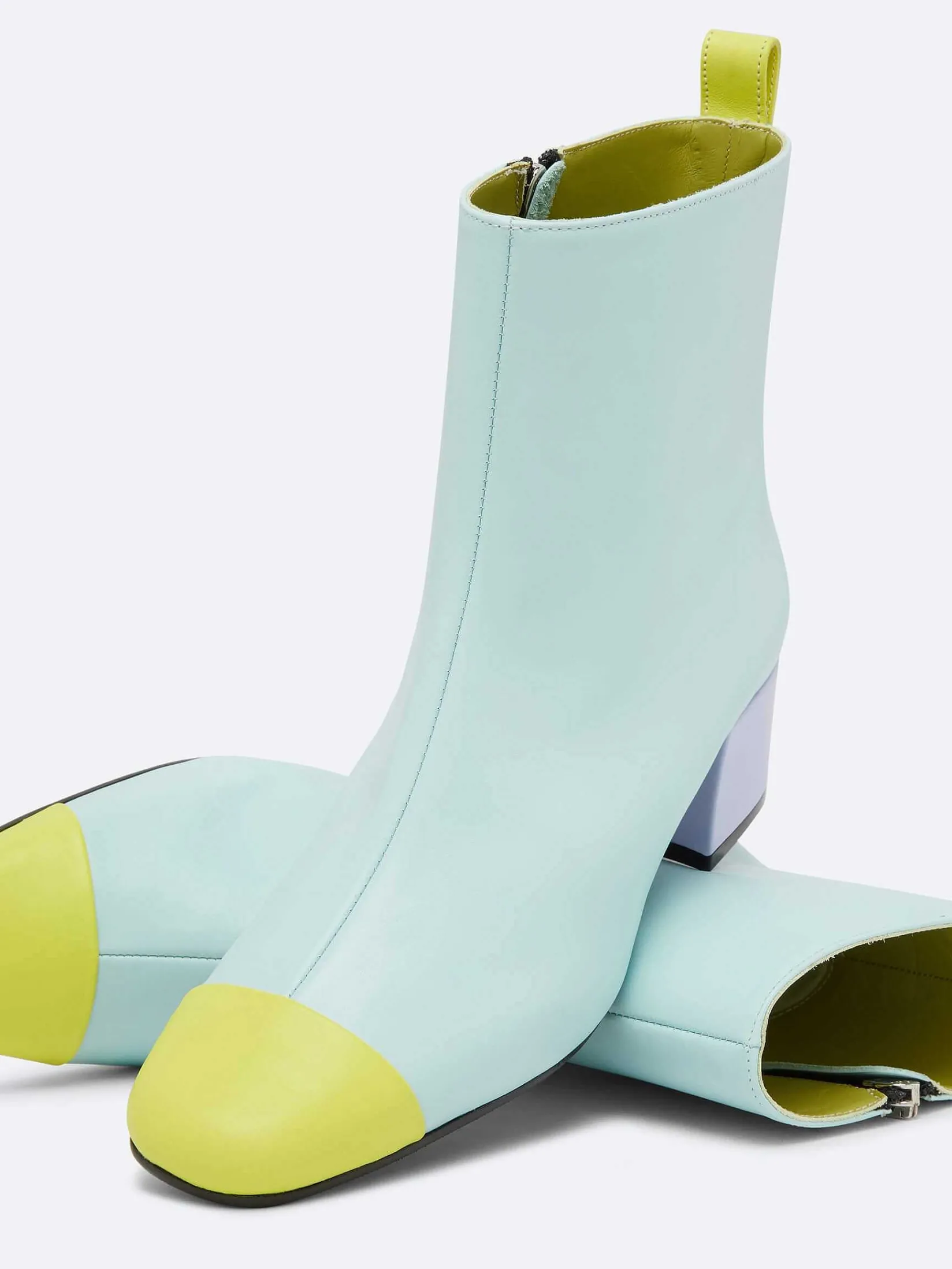 Mint, Lilac And Lime Green Leather Ankle Boots-Carel Outlet