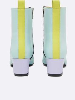 Mint, Lilac And Lime Green Leather Ankle Boots-Carel Outlet