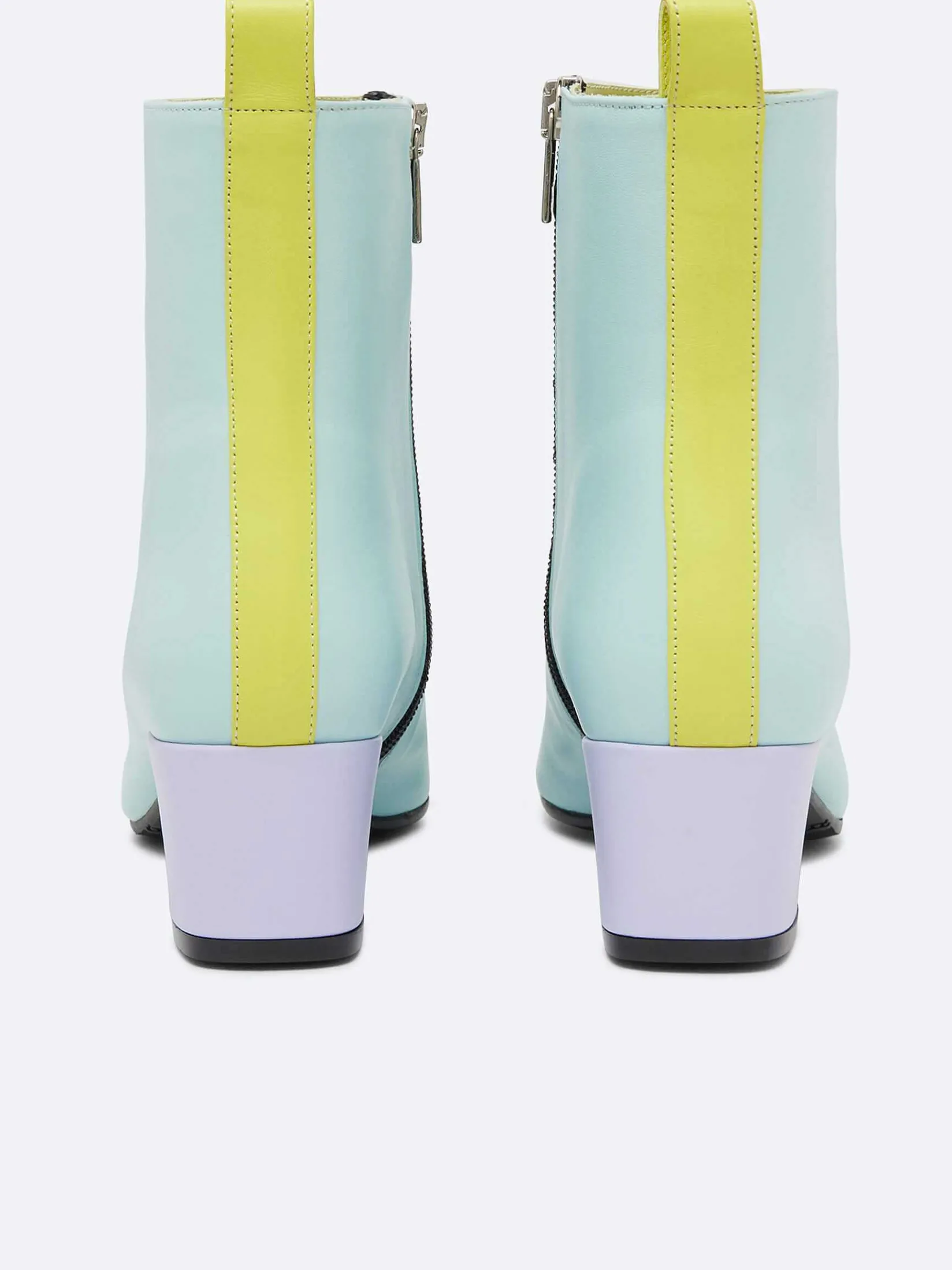 Mint, Lilac And Lime Green Leather Ankle Boots-Carel Outlet