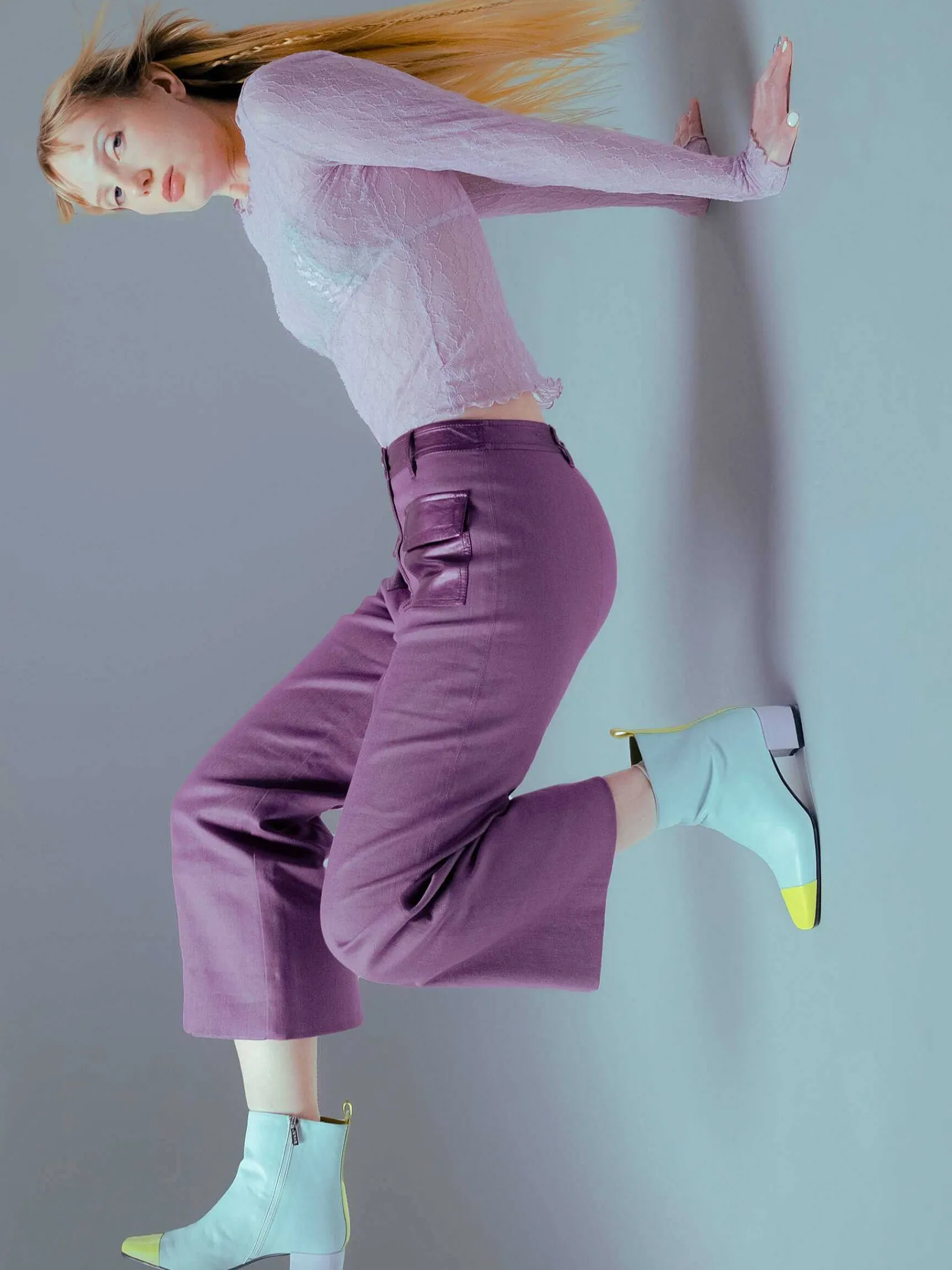 Mint, Lilac And Lime Green Leather Ankle Boots-Carel Outlet
