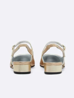 Multi Platinum Leather Slingback-Carel Outlet