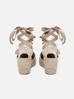 Natural And Black Linen Wedge Espadrilles-Carel Flash Sale