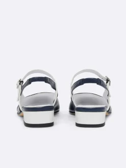 Navy Leather And White Patent Leather Slingback-Carel Discount
