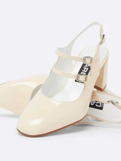Nude Patent Leather Slingback Mary Janes-Carel Cheap