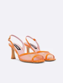 Orange Leather And Mesh Sandals-Carel Best
