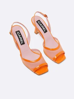 Orange Leather And Mesh Sandals-Carel Best