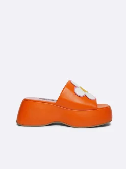 Orange Leather Platform Mules-Carel Sale