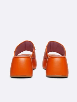 Orange Leather Platform Mules-Carel Sale