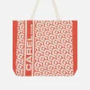 Orange Monogrammed Tote Bag With Jacquard Weave-Carel Hot