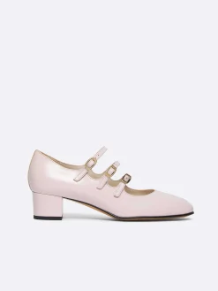 Pastel Pink Upcycled Leather Mary Janes Pumps-Carel Outlet