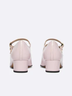 Pastel Pink Upcycled Leather Mary Janes Pumps-Carel Outlet