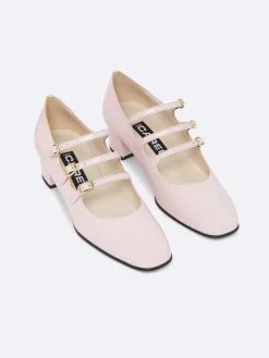 Pastel Pink Upcycled Leather Mary Janes Pumps-Carel Outlet