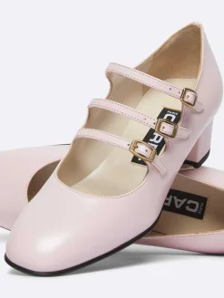 Pastel Pink Upcycled Leather Mary Janes Pumps-Carel Outlet