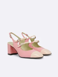 Pink And Nude Patent Leather Slingback Mary Janes-Carel Outlet