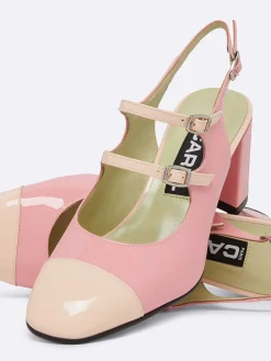 Pink And Nude Patent Leather Slingback Mary Janes-Carel Outlet