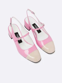 Pink And Nude Patent Upcycled Leather Slingback Mary Janes-Carel New