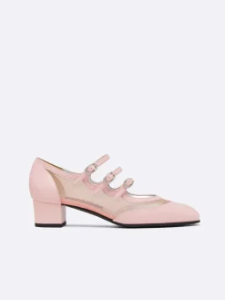 Pink Appleskin And Mesh Mary Janes Pumps-Carel Flash Sale