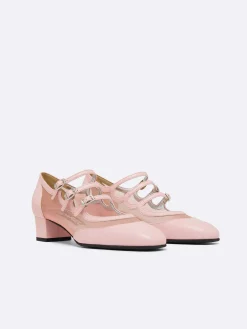 Pink Appleskin And Mesh Mary Janes Pumps-Carel Flash Sale