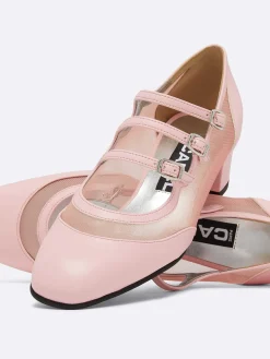 Pink Appleskin And Mesh Mary Janes Pumps-Carel Flash Sale