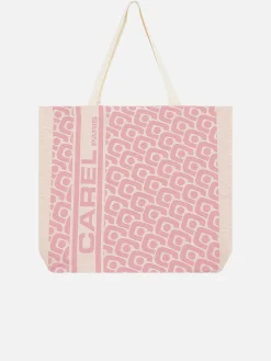 Pink Monogrammed Tote Bag With Jacquard Weave-Carel Discount