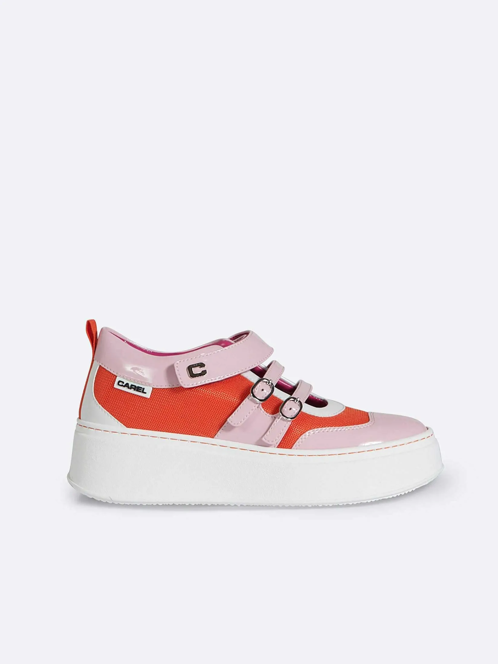 Pink, Orange And Ivory Eco Patent Sneakers-Carel Outlet