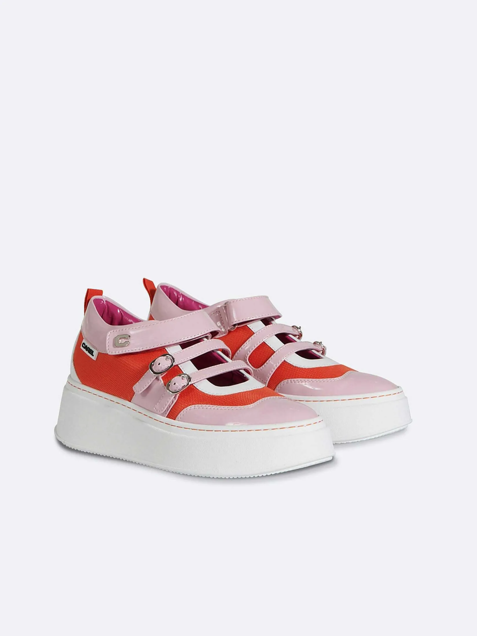 Pink, Orange And Ivory Eco Patent Sneakers-Carel Outlet
