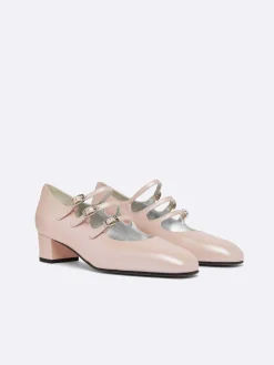 Pink Pearl Leather Mary Janes Pumps-Carel Cheap