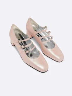 Pink Pearl Leather Mary Janes Pumps-Carel Cheap