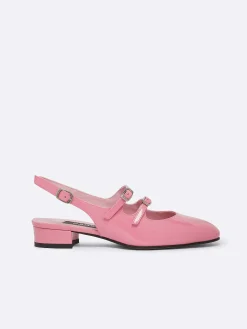 Pink Upcycled Patent Leather Slingback Mary Janes-Carel Best Sale