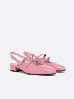 Pink Upcycled Patent Leather Slingback Mary Janes-Carel Best Sale