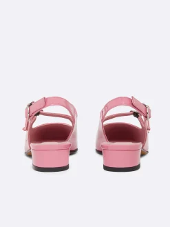 Pink Upcycled Patent Leather Slingback Mary Janes-Carel Best Sale