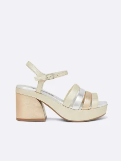 Platinum, Gold And Silver Multi-Laminated Leather Sandals-Carel Discount