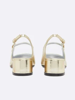 Platinum Leather Laminated Slingback Mary Janes-Carel Hot