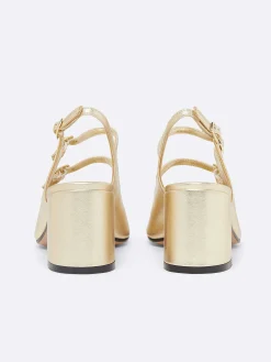 Platinum Leather Laminated Slingback Mary Janes-Carel Discount
