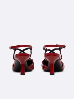 Red Naplack Leather Slingback Pumps-Carel Discount