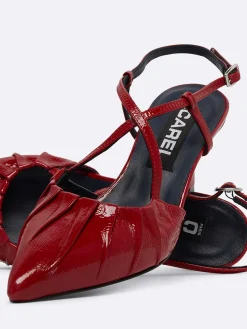Red Naplack Leather Slingback Pumps-Carel Discount