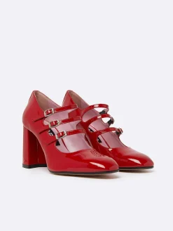 Red Patent Leather Mary Janes Pumps-Carel Discount