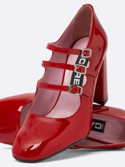 Red Patent Leather Mary Janes Pumps-Carel Discount